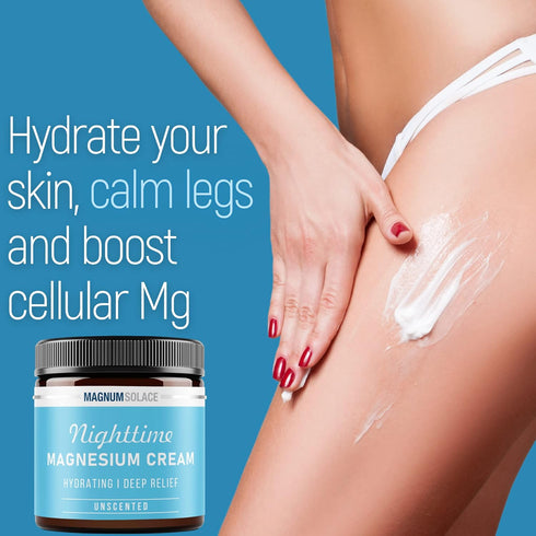Magnum Solace Magnesium Lotion Nighttime Magnesium Cream Apply to Legs, Arms or Chest - Topical Magnesium Chloride USA