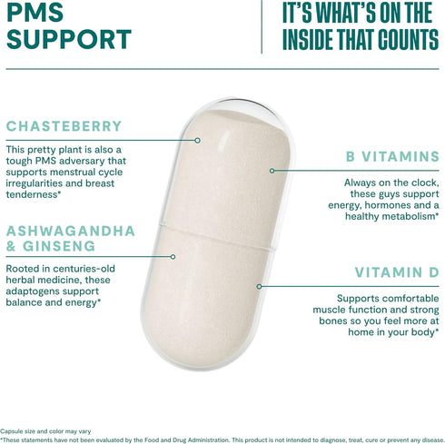 HABIT PMS Support Supplement for Women - 60 Capsules for Hormone Balance & Mood Support, Non-GMO.
