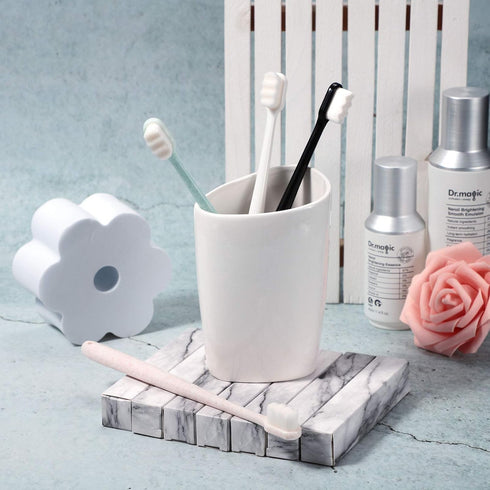 4 Pieces Extra Soft Toothbrushes for Sensitive Gums, 20000 Micro Nano Bristle, Protect Fragile Gums, Black, White,