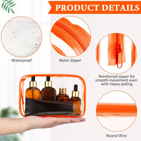 Weewooday 12 Pieces Clear Cosmetics Bag, Waterproof Makeup Bag for Vacation Bathroom, Portable Zippered Organizer