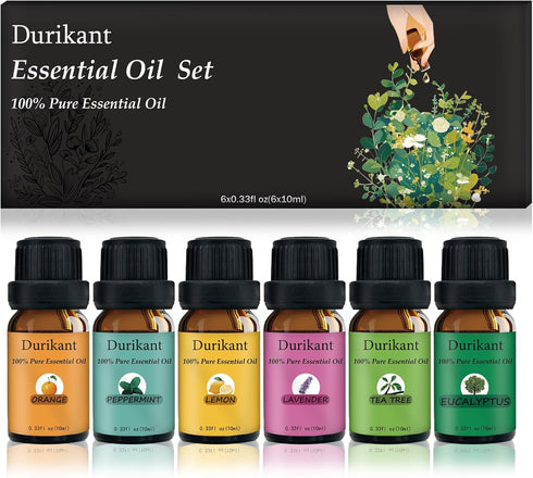 Essential Oil Set - 100% Pure Natural, 6-Pack (Tea Tree, Eucalyptus, Lavender,