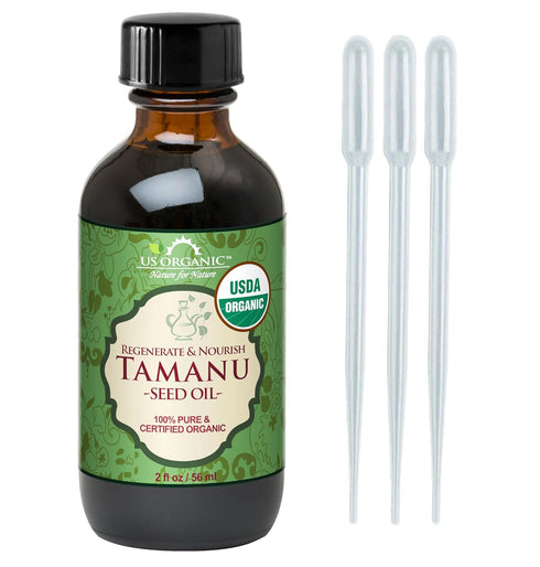 US Organic Tamanu Oil, 100% Pure Virgin Cold Pressed, USDA Certified Organic, Dark Green, 2oz (56 ml)