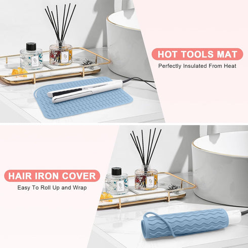 Plus Size Silicone Heat Resistant Mat - Portable Travel Pad for Curling Iron, Flat Iron, Hair Styling Tools (12.0" x