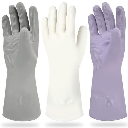 Cleanbear Rubber Gloves, Reusable Household Latex-Free Gloves for Dish Washing and Cleaning, 3 Pairs