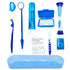 Portable Orthodontic Oral Care Kit for Braces - Interdental Brush, Dental Wax, Floss, Toothbrush Cleaning Kit (Blue)