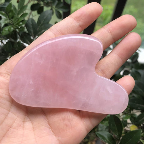 Natural Rose Quartz Gua Sha Massage Tool for Body Skin Facial, Crystal Scraping Board for SPA Therapy