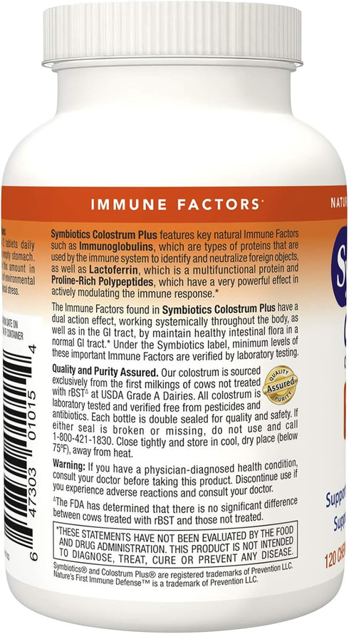 Symbiotics Colostrum Chewables 120ct - Immunity Support for Adults & Kids, Lactoferrin & Colostrum Protein, Gluten Free