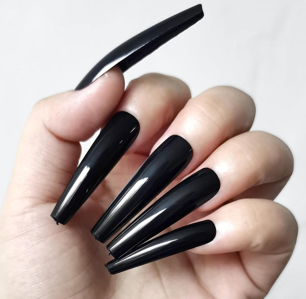 LuckForever 120pc Colored Extra Long Coffin Press on Nails, XL Ballerina False Fake Nails, Full Cover Artificial Nail