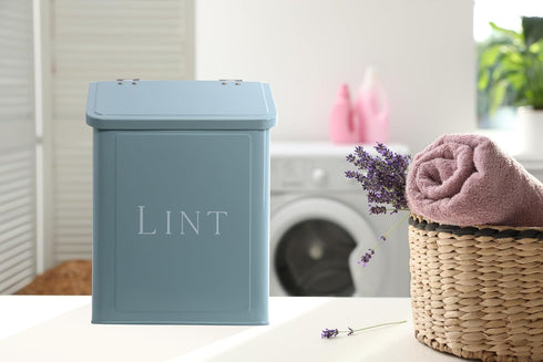 Magnetic Lint Bin for Laundry Room, 2.5L Capacity, Wall Mounted Laundry Trash Can, Meadow Blue