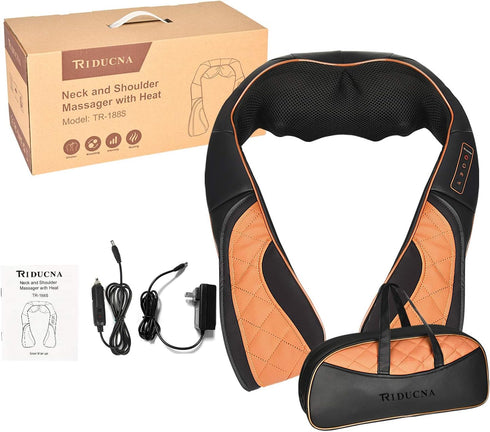 TRIDUCNA Shiatsu Neck Shoulder Back Massager with Heat and Carry Bag - Electric Massage Pillow with Deep Tissue