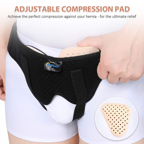 Tenbon Inguinal Hernia Belts for Men & Women, Adjustable Waist Strap with 2 Removable Compression Pads