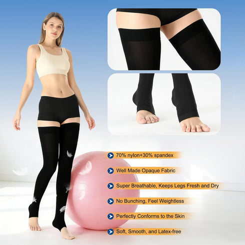 Men,15-20 mmHg Thigh High Medical Compression Stockings For Women & Thigh High Compression Socks,Firm Graduated Support