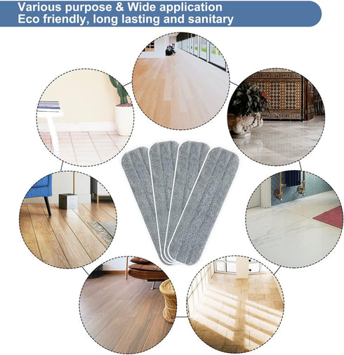 Replacement Microfiber Mop Pads, 4 Pack 18''x5'' Wet Dry Floor Cleaning Pad Compatible with Bona Floor Care System