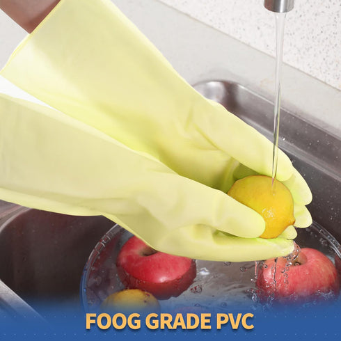 BOOMJOY Heavy Duty PVC Cleaning Gloves, Reusable Medium Gloves for Kitchen, Bathroom, Gardening, Pet Care - 3 Pairs