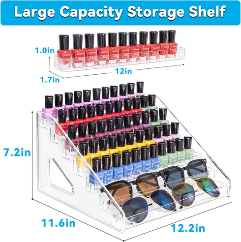 Nail Polish Organizer, 7 Layers Upgraded Acrylic Display Rack for Nail Polish, Sunglasses, Essential Oils, Makeup