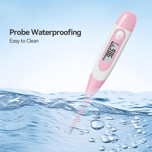 Clinical Digital Thermometer for Adults and Babies, Oral, Armpit, Rectal, Fever Alarm, Flexible Tip