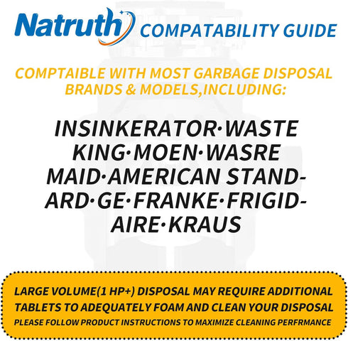 NATRUTH Garbage Disposal Cleaner Deodorizer Tablets 24 Pack - Fresh Apple Foaming Scrub Sink Freshener, Natural Drain