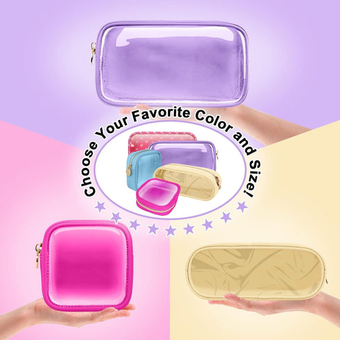 Mini Clear Travel Makeup Organizer Bag, Small Cute Zipper Pouch for Purse, Transparent PVC & Nylon Storage Bag