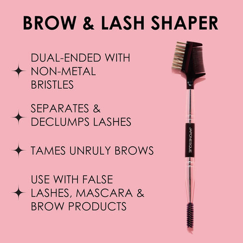 JAPONESQUE Brow & Lash Shaper with 3 Different Spoolie Brushes for Grooming and Shaping Brows