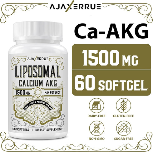 Liposomal Calcium AKG Supplement 1500 MG - High Absorption for Longevity & Cellular Energy, 60 Softgels