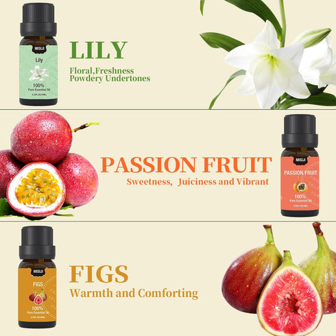 Essential Oils Set for Diffuser, Aromatherapy Oils for Home, Laundry, Candle & Soap Making, 6 X 10ML