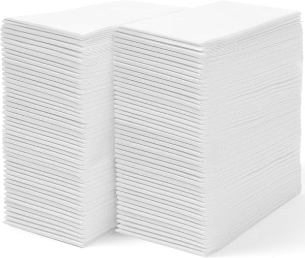 100 Disposable Linen Feel Guest Towels, Highly Absorbent Paper Hand Towels for Bathroom, 12" X 17" (Pack Of 100)