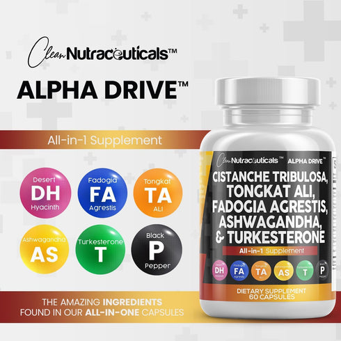 Clean Nutra Cistanche Tribulosa 6000mg, Fadogia Agrestis 600mg, Tongkat Ali 400mg, Turkesterone 2000mg, Ashwagandha