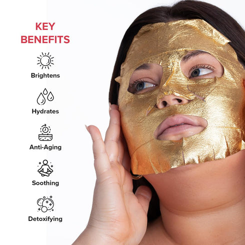 SKIN GYM Gold Foil Face Mask with Bakuchiol and Super Hydra Complex, Soothing Anti-Aging and Depuffing Treatment