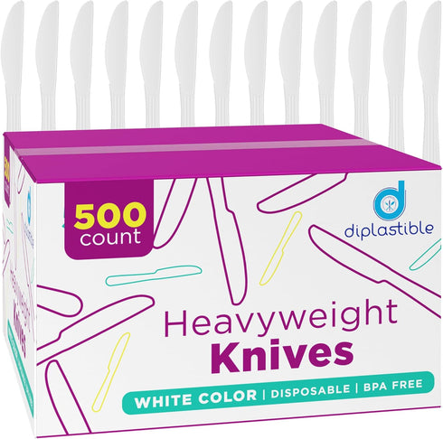 Heavy Duty Plastic Knives, Disposable Plastic Utensils for Parties, Celebrations, and Events, Pack of 500