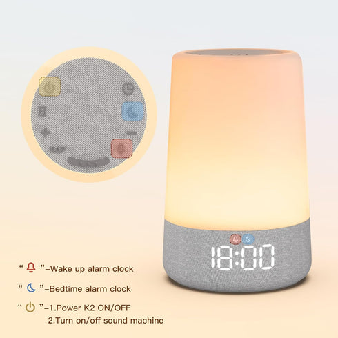REACHER Sleep Trainer Alarm Clock for Kids, Night Light, White Noise Machine and OK to Wake Clock for Toddlers at Home