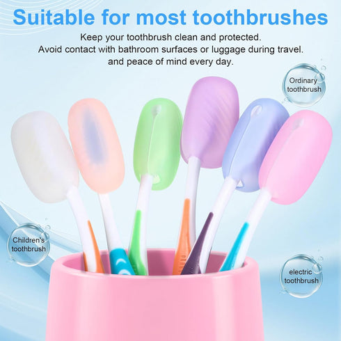 Xixter 12 Pack Silicone Toothbrush Covers for Travel, Tooth Brush Cover Cap for Electric & Manual Toothbrushes Head