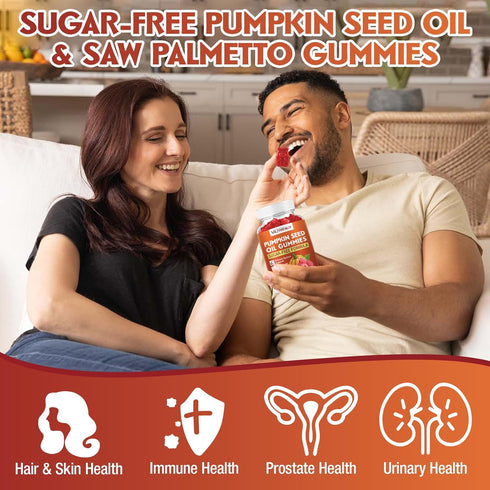 VAJYKEWJY Gummies 60 Gummies Pumpkin Seed Oil & Saw Palmetto - Hair Growth & Skin Health Supplement with High-Purity