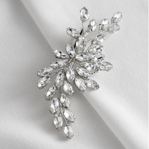 SWEETV Rhinestone Bride Wedding Hair Clip, Silver Crystal Bridal Hair Comb, Sparkly Hair Piece for Women/Girls &