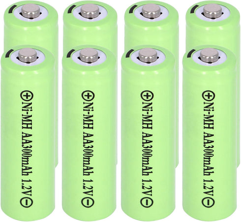 8 Packs Solar Lights Batteries AA 300mAh 1.2V Ni-MH Rechargeable for Outdoor Solar Lights, String Lights