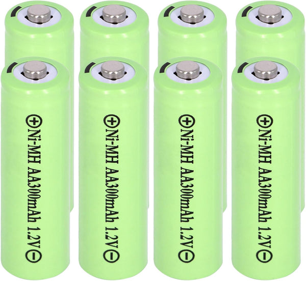 8 Packs Solar Lights Batteries AA 300mAh 1.2V Ni-MH Rechargeable for Outdoor Solar Lights, String Lights