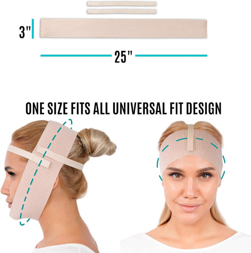 Post Surgery Chin Compression Garment, Chin Strap Band, Face Lift Kit for Jowl Tightening (Beige)
