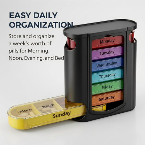 Vunpok Organize,7 4 7 Weekly Pill Day Pill Organizr Times a Day Medication Reminder, Medicine Organizer with Individual