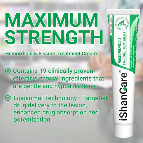 Hemorrhoid Cream, Extra Strength Ointment for Hemorrhoid & Fissure Treatment, Relief of Pain, Itching, Bleeding,