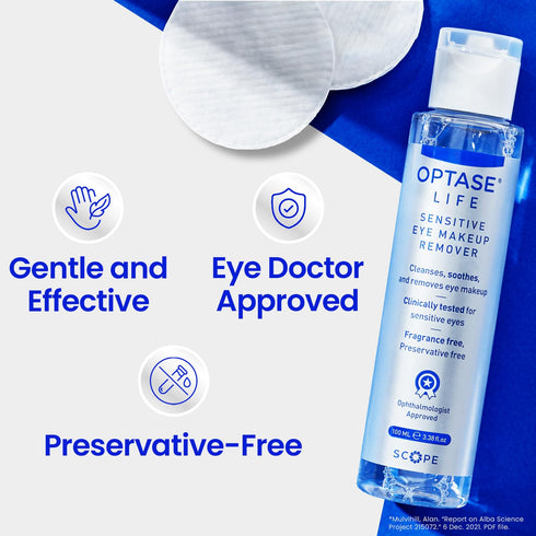 Optase Life Sensitive Eye Makeup Remover – Gentle & Effective for All Skin Types, Breakthrough Innovation vs Micellar