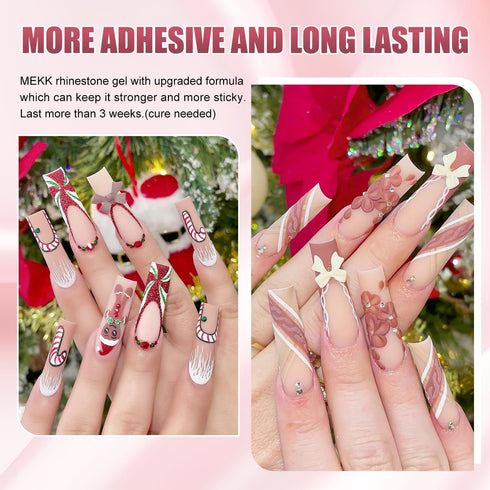 MEKK Rhinestone Glue for Nails, 1Pcs 15g Super Strong Gel for Rhinestones, No Wipe Needed for 3D Nails