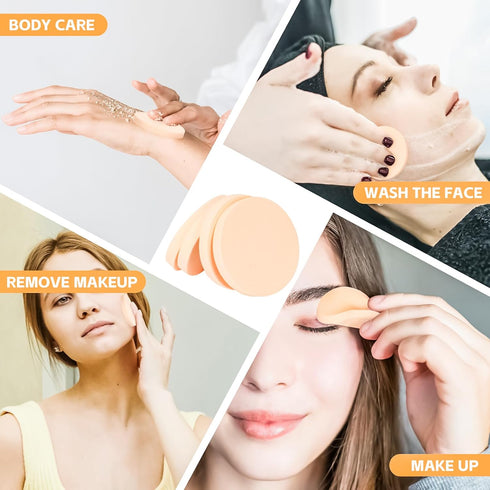 MotBach 60 PCS Nude Round Makeup Sponge, Cosmetic Foam Pad for Eye Facial Powder, Beauty Blender for All Skin Types