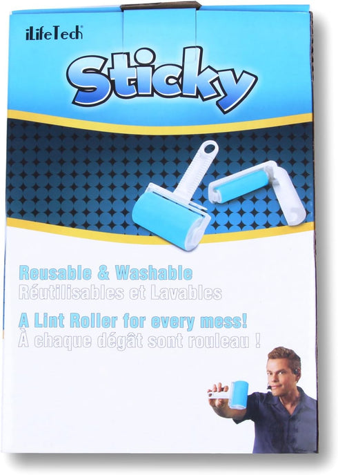 Reusable Sticky Picker Set - Cleaner Lint Roller Pet Hair Remover Brush, Blue
