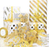 Gift Wrapping Supplies, 8 Sheets White Gold Gift Wrapping Paper, 10 Pull Bows, 24 Yard Glitter Ribbon, 12 Thank You