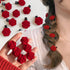 Red Mini Rose Hair Clip for Women, Flower Hair Barrettes Headpiece, Vintage Bridal Hair Pins for Girls