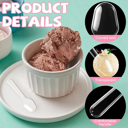 500 Pcs Disposable Clear Plastic Mini Spoons, 3 Inch Tasting Spoons for Crafts, Sampling, Ice Cream