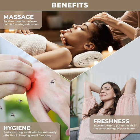 100% Pure & Organic Camphor Oil for Aromatherapy Diffuser & Humidifier, Essential Oil for Irritation and Pain Relief.