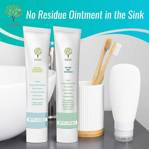Masik Natural Lemon Grass Toothpaste Whitening & Sensitive Teeth | Dead Sea Salt | Stain & Plaque Remover | Bleeding