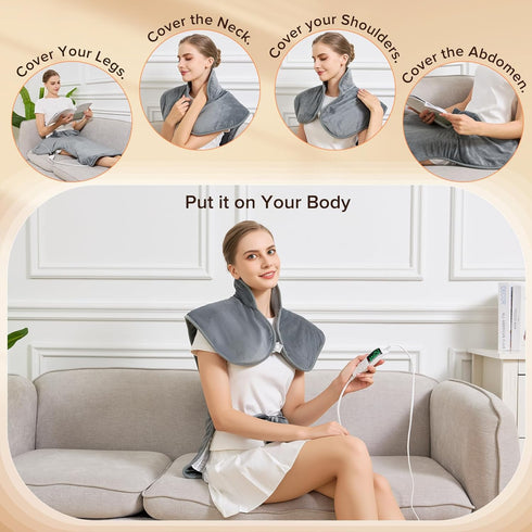 XIAOTONG 25"x37" 5 Mothers Day Gifts & Birthday Gifts for Wife Women Men Mom, Electric Weighted Pad for Neck Back