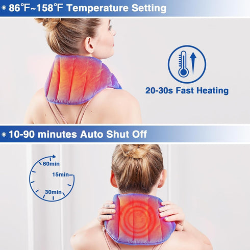 JOBYNA Neck Heating Pad, Hands-Free Electric Heated Wrap for Neck Pain Relief