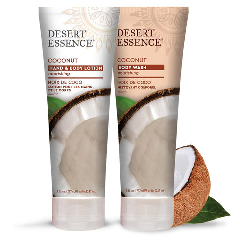 Desert Essence Coconut Body Wash - Deep Hydration with Organic Coconut, Jojoba Oil & Shea Butter - Vegan, 8oz (Pack of